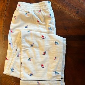 GAP White Pajama Pants with Ski Print